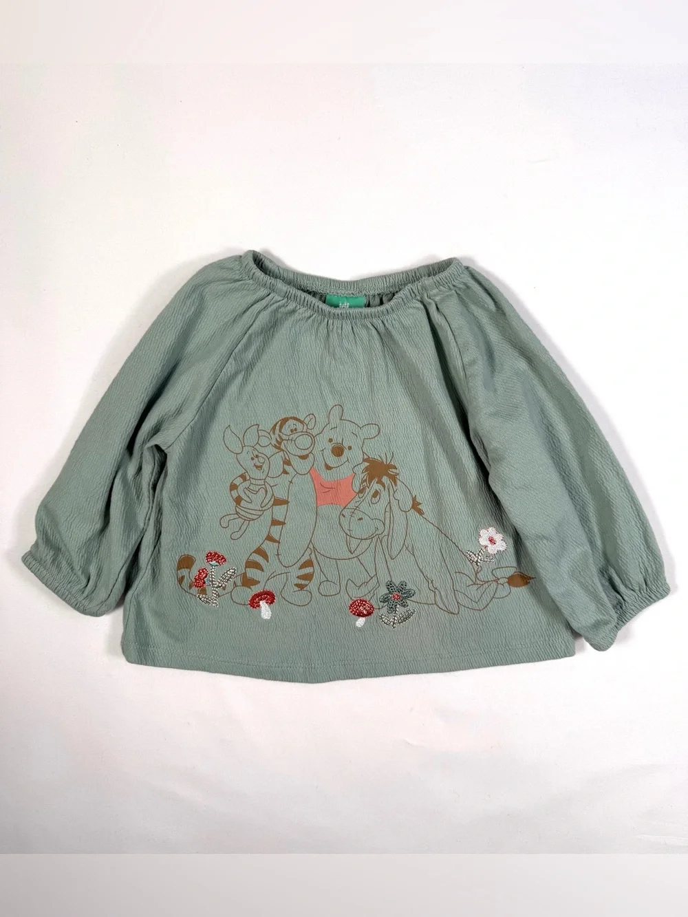 DISNEY Baby Winnie The Pooh Tigger Eeyore Piglet Peasant Top 6-9M Cottagecore‎